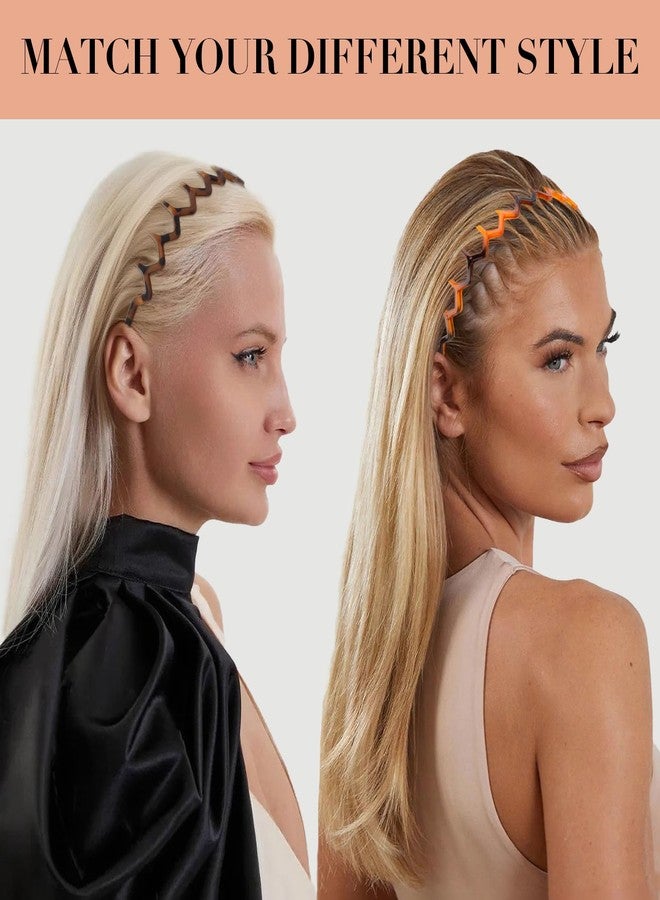 Canitor 8 Pieces Zig Zag Headbands Gifts for Women Teen Girls 90s Outfits Fashion Hair Accessories Hair Bands for Women's Hair Thin Teeth Comb Tortoise Shell Head Bands - Image 4